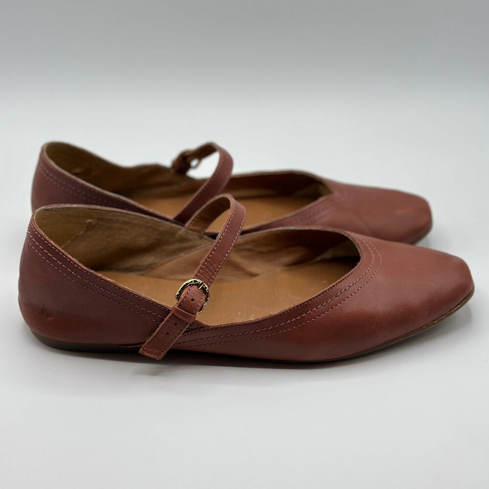 Lucky Brand Women's Albajane Flat Mary Jane Flat in Henna Brown Leather Size 10 - Picture 3 of 9